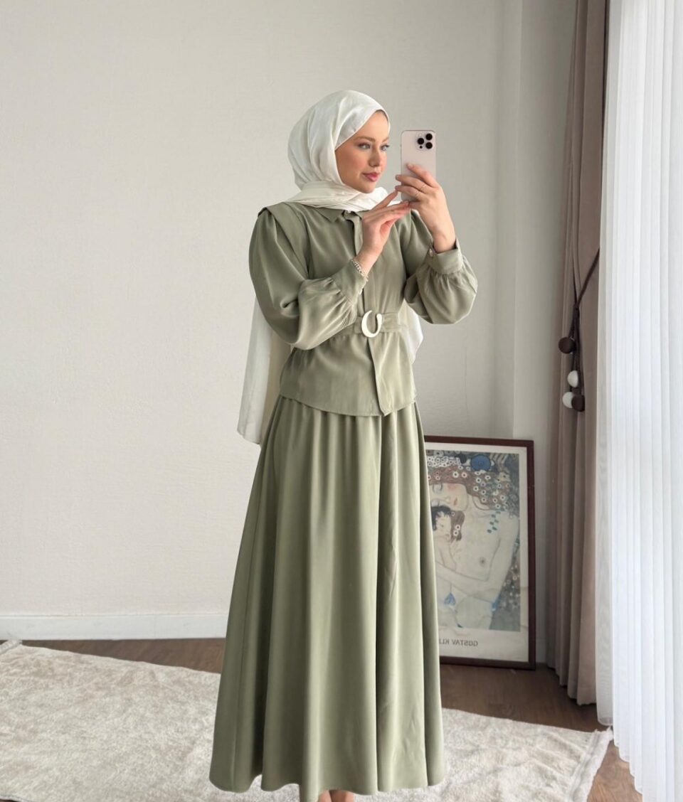 Ensemble jupe unie – Vert