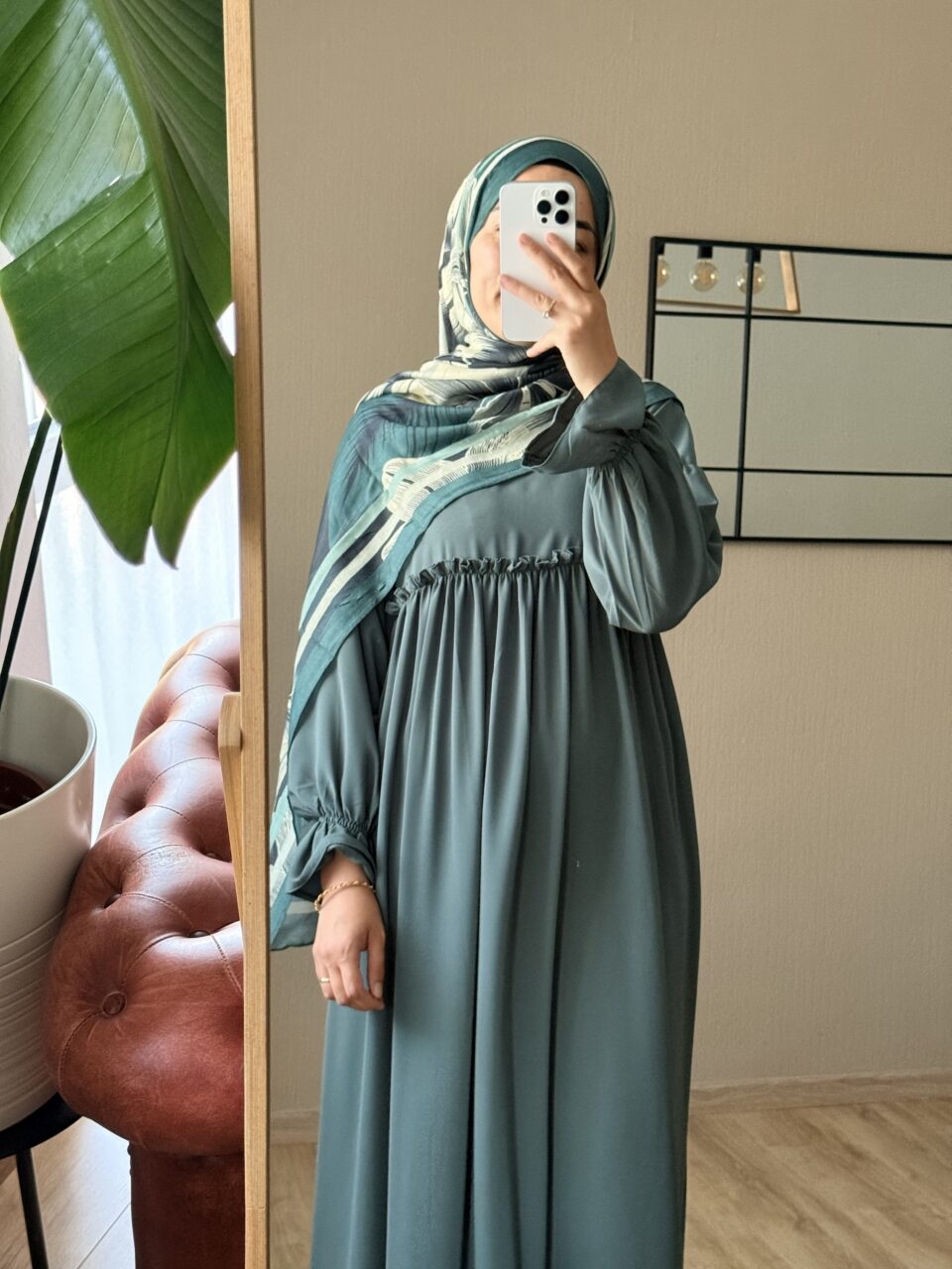 Abaya LALIN - bleu pétrole