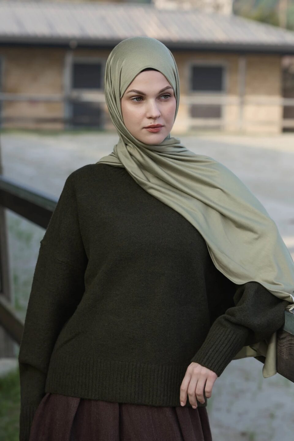 Bambu penye şal - pastel yeşil